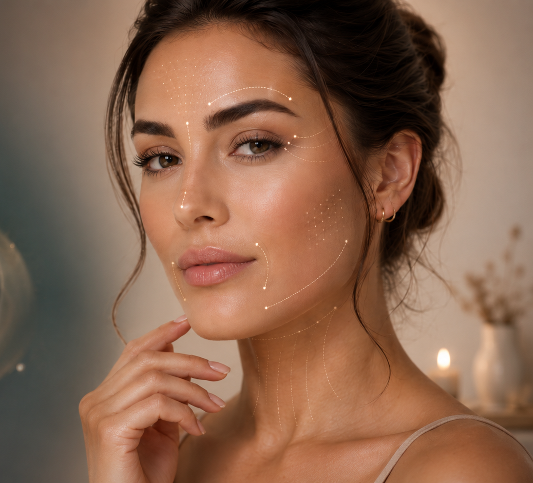 Facial treatment mapping across the face and neck
